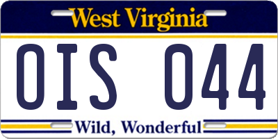 WV license plate OIS044