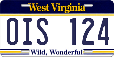 WV license plate OIS124