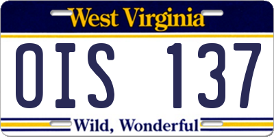 WV license plate OIS137
