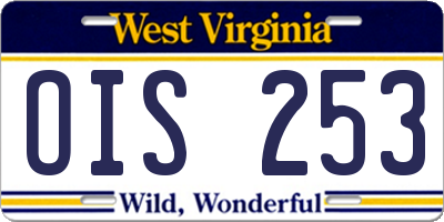 WV license plate OIS253