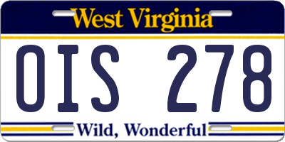 WV license plate OIS278