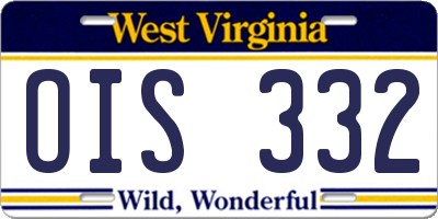 WV license plate OIS332