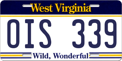 WV license plate OIS339