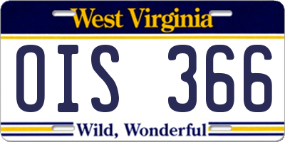 WV license plate OIS366