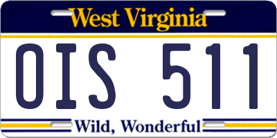 WV license plate OIS511