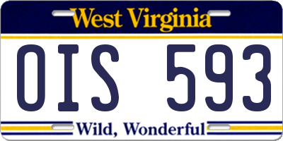 WV license plate OIS593
