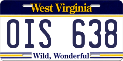 WV license plate OIS638