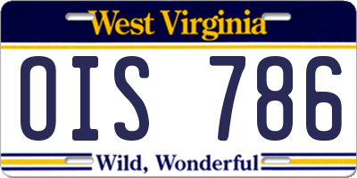 WV license plate OIS786
