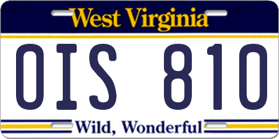 WV license plate OIS810