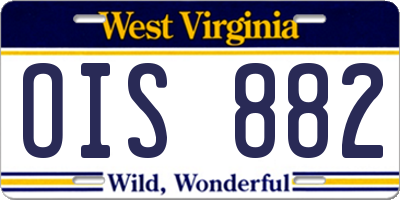 WV license plate OIS882
