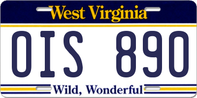 WV license plate OIS890