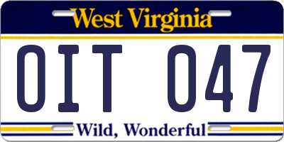 WV license plate OIT047