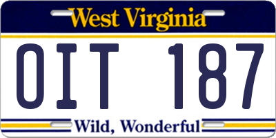 WV license plate OIT187