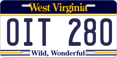 WV license plate OIT280