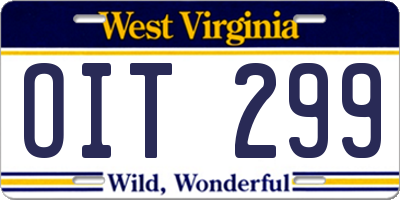 WV license plate OIT299
