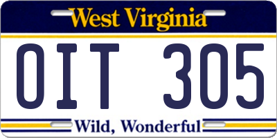 WV license plate OIT305