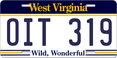 WV license plate OIT319