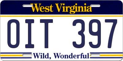 WV license plate OIT397