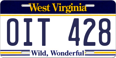 WV license plate OIT428