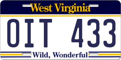 WV license plate OIT433