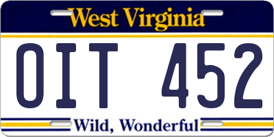 WV license plate OIT452