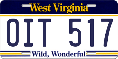 WV license plate OIT517