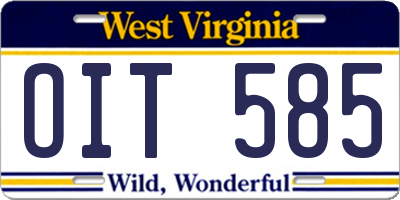 WV license plate OIT585