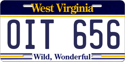 WV license plate OIT656