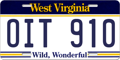 WV license plate OIT910