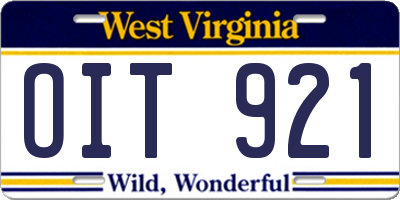 WV license plate OIT921
