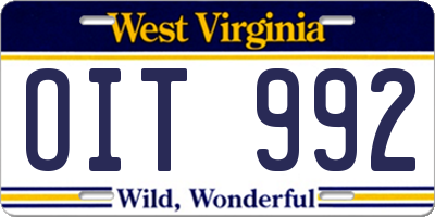 WV license plate OIT992
