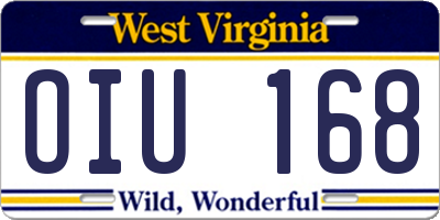 WV license plate OIU168