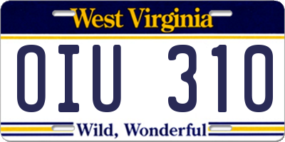 WV license plate OIU310
