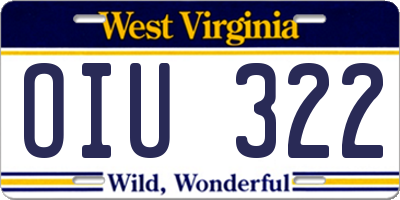 WV license plate OIU322