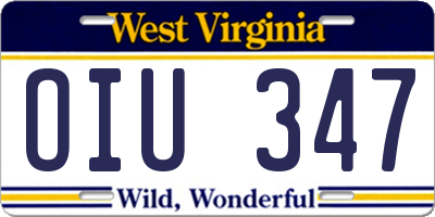 WV license plate OIU347
