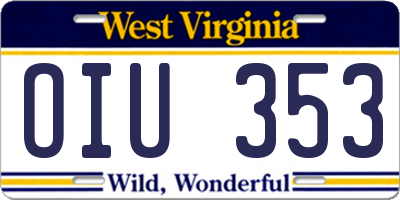 WV license plate OIU353