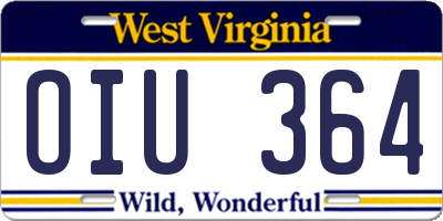 WV license plate OIU364