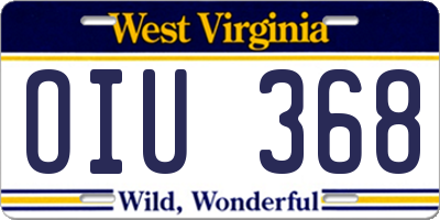 WV license plate OIU368