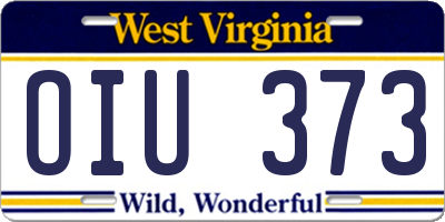WV license plate OIU373