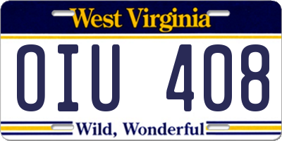 WV license plate OIU408