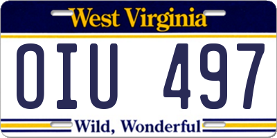 WV license plate OIU497