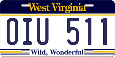 WV license plate OIU511