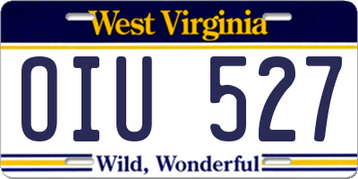 WV license plate OIU527