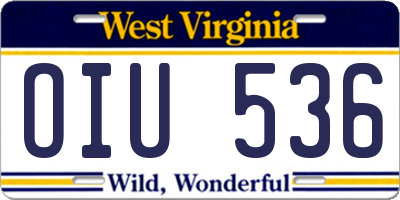 WV license plate OIU536