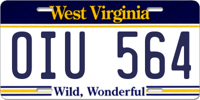 WV license plate OIU564