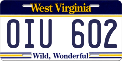 WV license plate OIU602