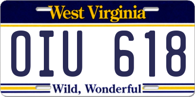 WV license plate OIU618