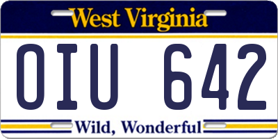 WV license plate OIU642