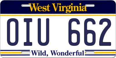 WV license plate OIU662
