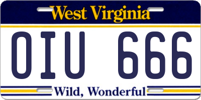 WV license plate OIU666